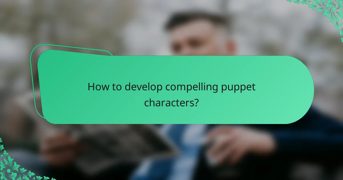 How to develop compelling puppet characters?
